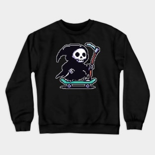 Pixelated Grim Reaper Skater Crewneck Sweatshirt